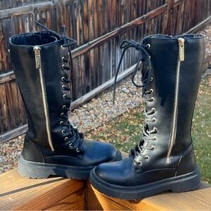 Luxury  Black Lace-Up Girls Black Boots.